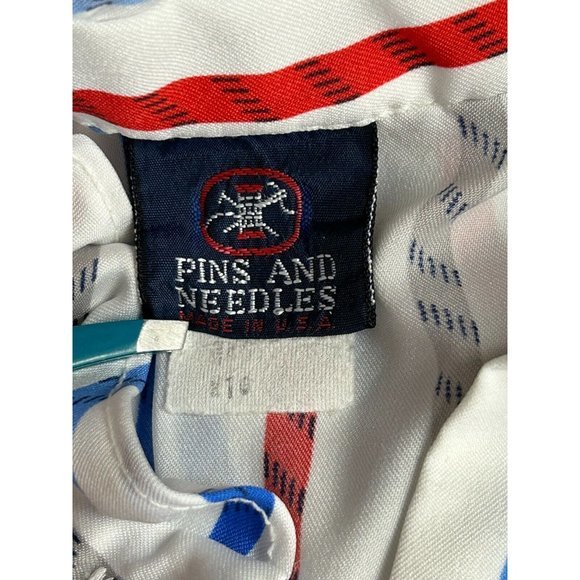 Pins & Needles Women's Button Up Stripe Turtle Neck Ruffled Puffed Short Sleeves - Picture 5 of 6